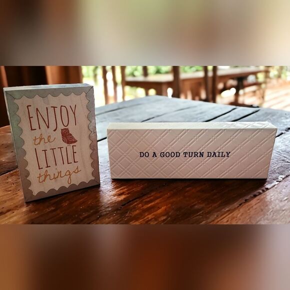 Set of 2 Tin Motivational Block signs - Picture 1 of 5